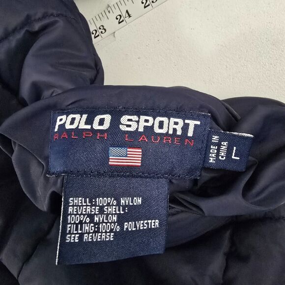 Polo Sports Ralph Lauren Puff jacket‎ reversible mens Large blue red spell out - Picture 10 of 11